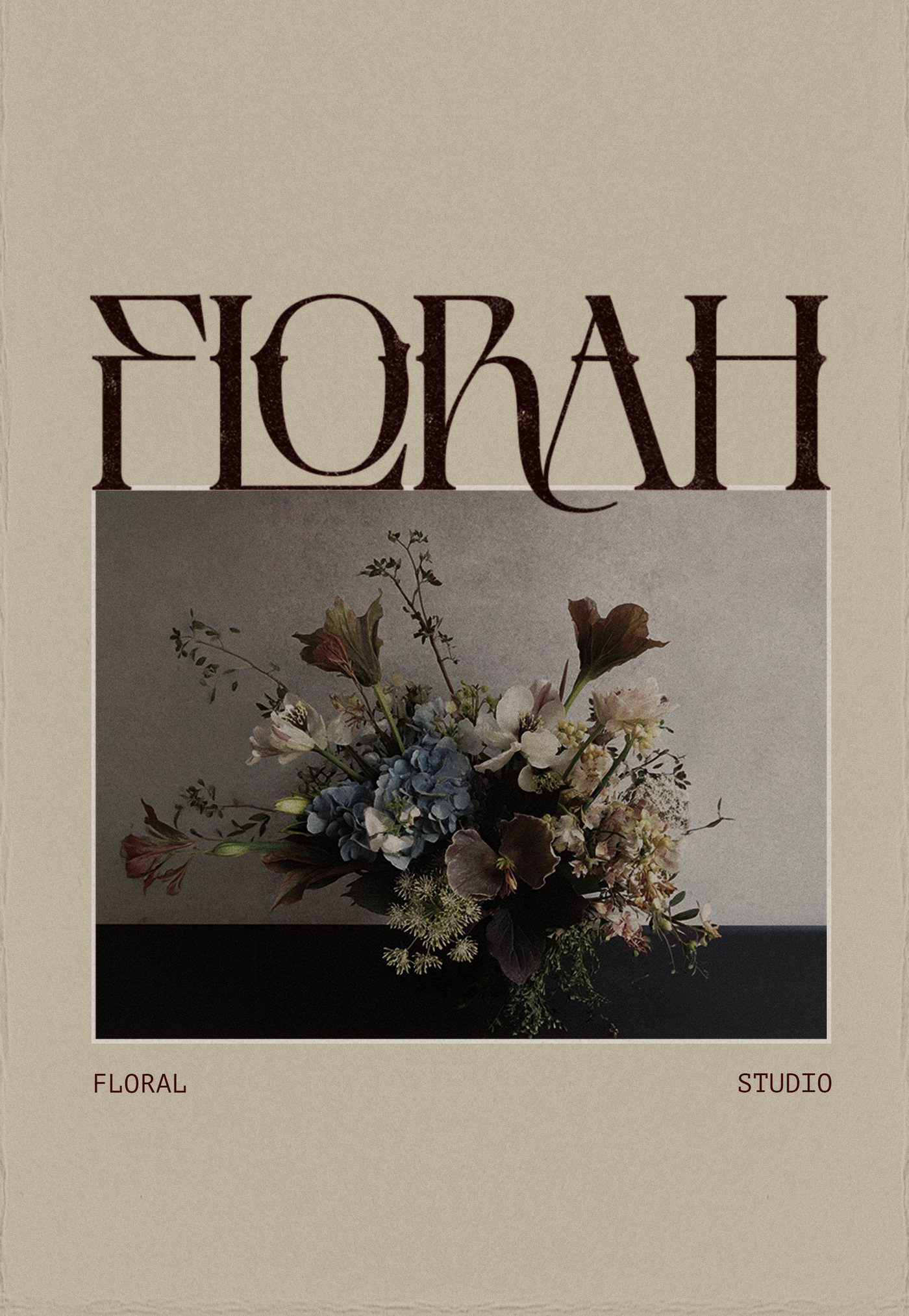 Florah floral studio branding portrait with bespoke wordmark and romantic botanical identity